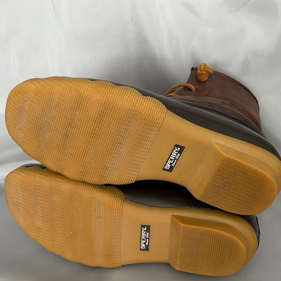 Sperry  girls  saltwater  Brown Duck Boots with Tan Accents Size 6 waterproof - Picture 8 of 13